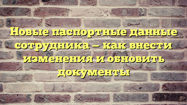 Новые паспортные данные сотрудника — как внести изменения и обновить документы