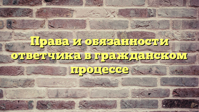 Права и обязанности ответчика в гражданском процессе