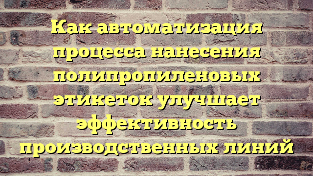 Как автоматизация процесса нанесения полипропиленовых этикеток улучшает эффективность производственных линий