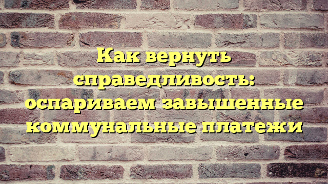 Как вернуть справедливость: оспариваем завышенные коммунальные платежи