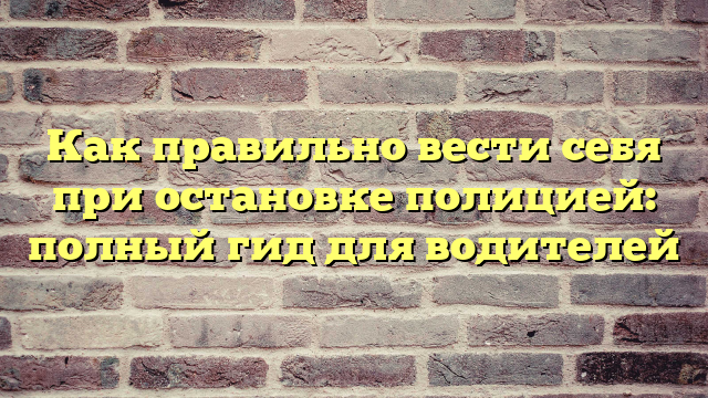 Как правильно вести себя при остановке полицией: полный гид для водителей