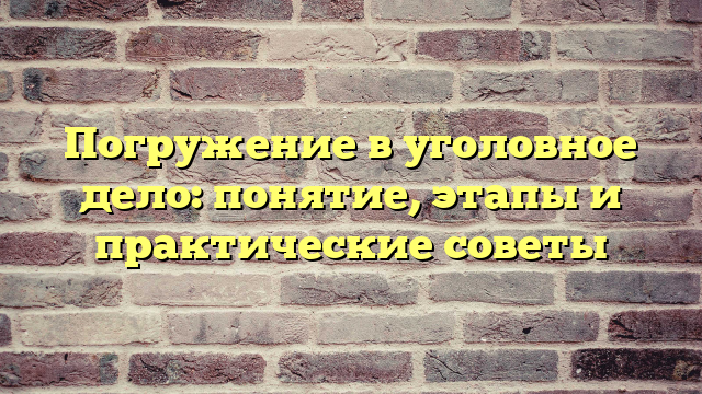 Погружение в уголовное дело: понятие, этапы и практические советы