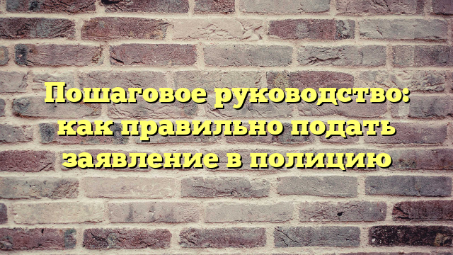 Пошаговое руководство: как правильно подать заявление в полицию